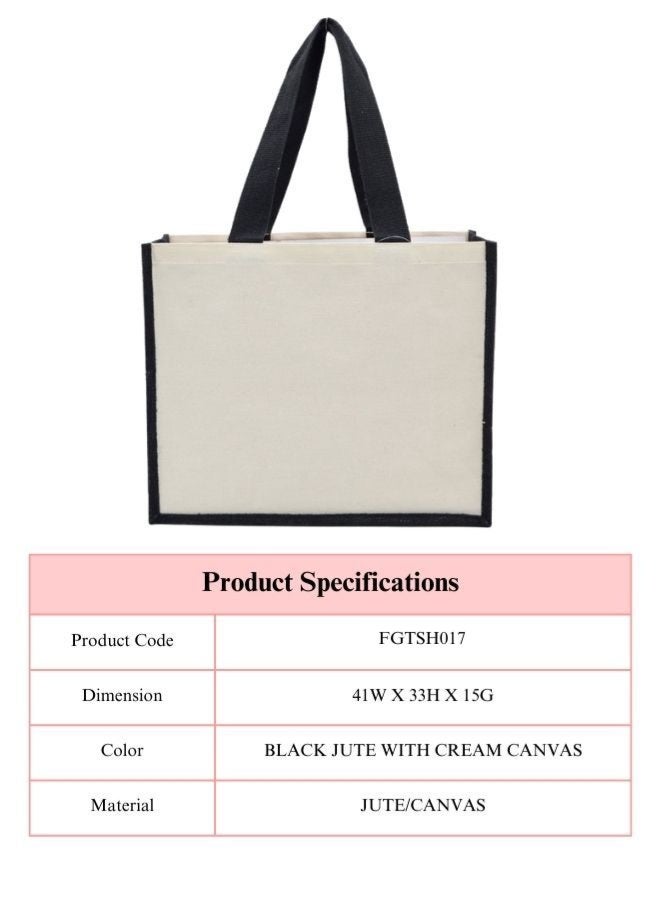 Fatio Set of 10 Black Jute with Cream Canvas Bags – Eco-Friendly, Durable & Stylish - Image 4